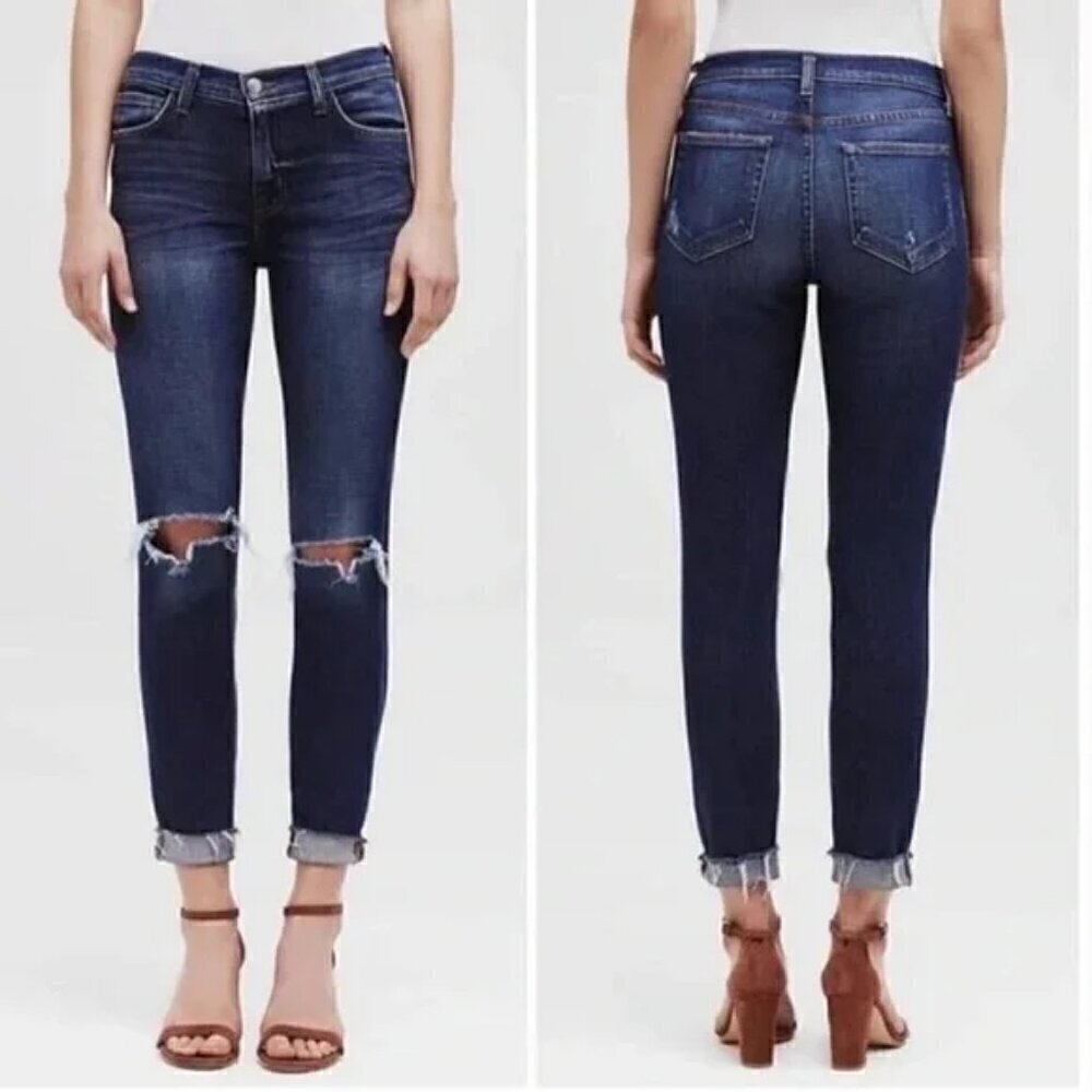 L’AGENCE Rachel High Rise Slim Distressed Jeans In Diamond Destruct Size 29
